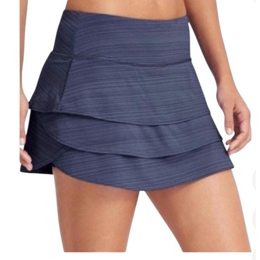 Athleta Swagger Tiered Skirt Tennis Skort Sz S Blue Stretch Golf Pickleball